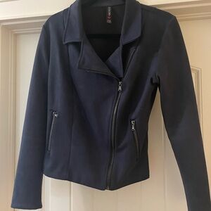 Navy faux suede blazer/jacket/moto